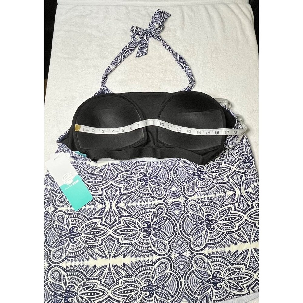 New! Sea & Sand Womens 2-pc Navy Blue Swim 20W - Picture 3 of 5